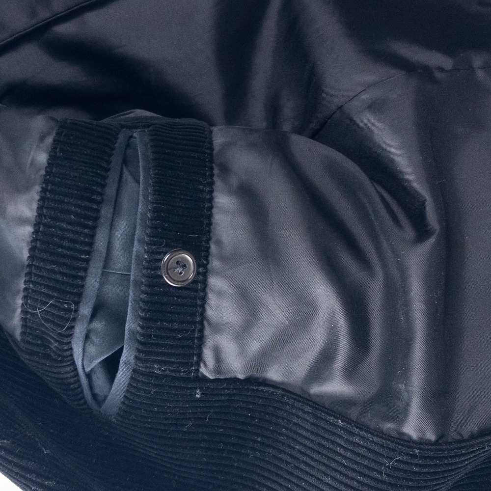 Eddie Bauer Corduroy Blazer Men 42 Black Leather Shank Button Vintage Sport Coat - Picture 3 of 10